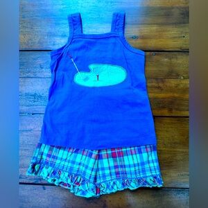 Bailey Boys 2 piece girls short set. Golf appliqué. Size 4